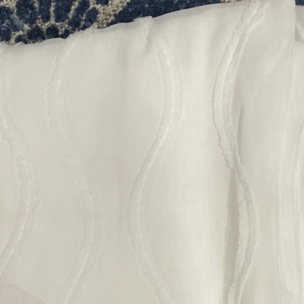 NEW Exclusive Home Belfast Woven Wave Embellished Sheer  White 54x84
